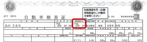 車検証の見本